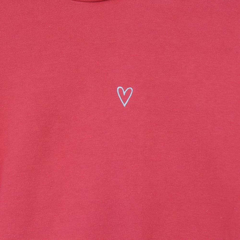 Topshop Size 8 Embroidered Heart Hoodie Sweatshirt Pullover Red Oversized Pocket - Picture 3 of 7